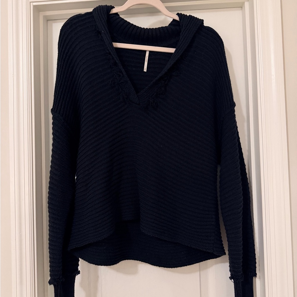 Free People Black V-Neck Sweater